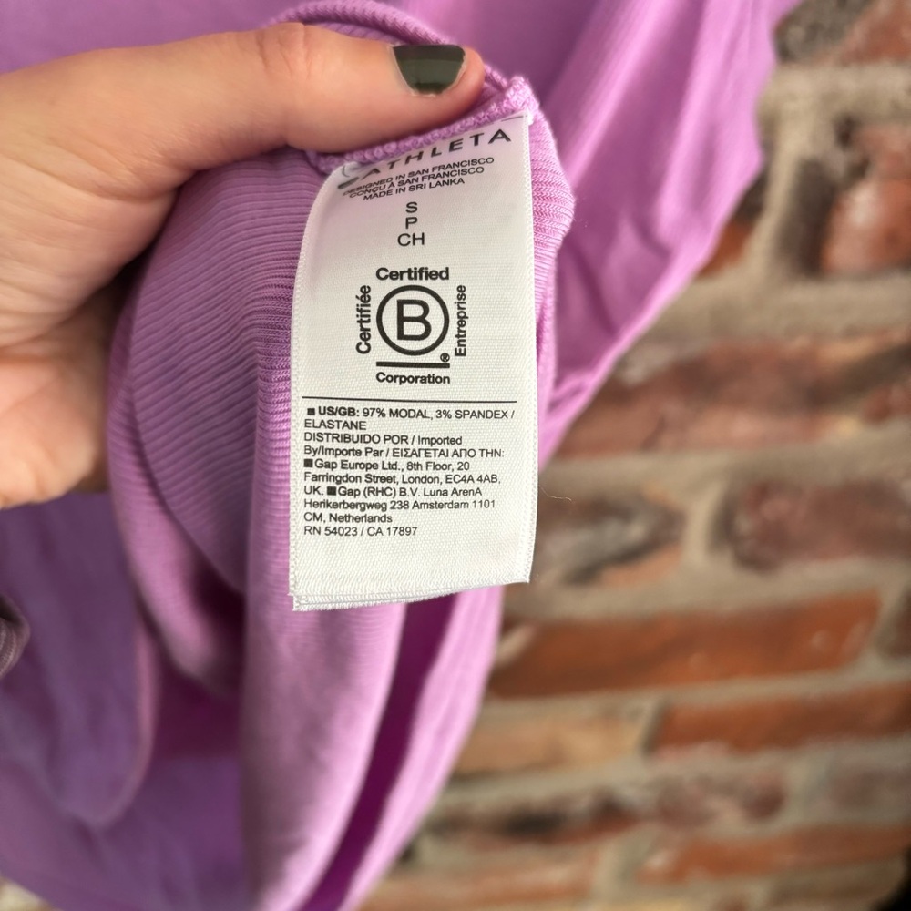 Athleta Purple Modal Ribbed Short Sleeve T-shirt Top, S - Picture 6 of 6